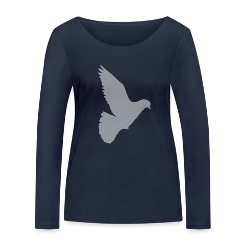 Women’s Organic Longsleeve Shirt "peace" - navy